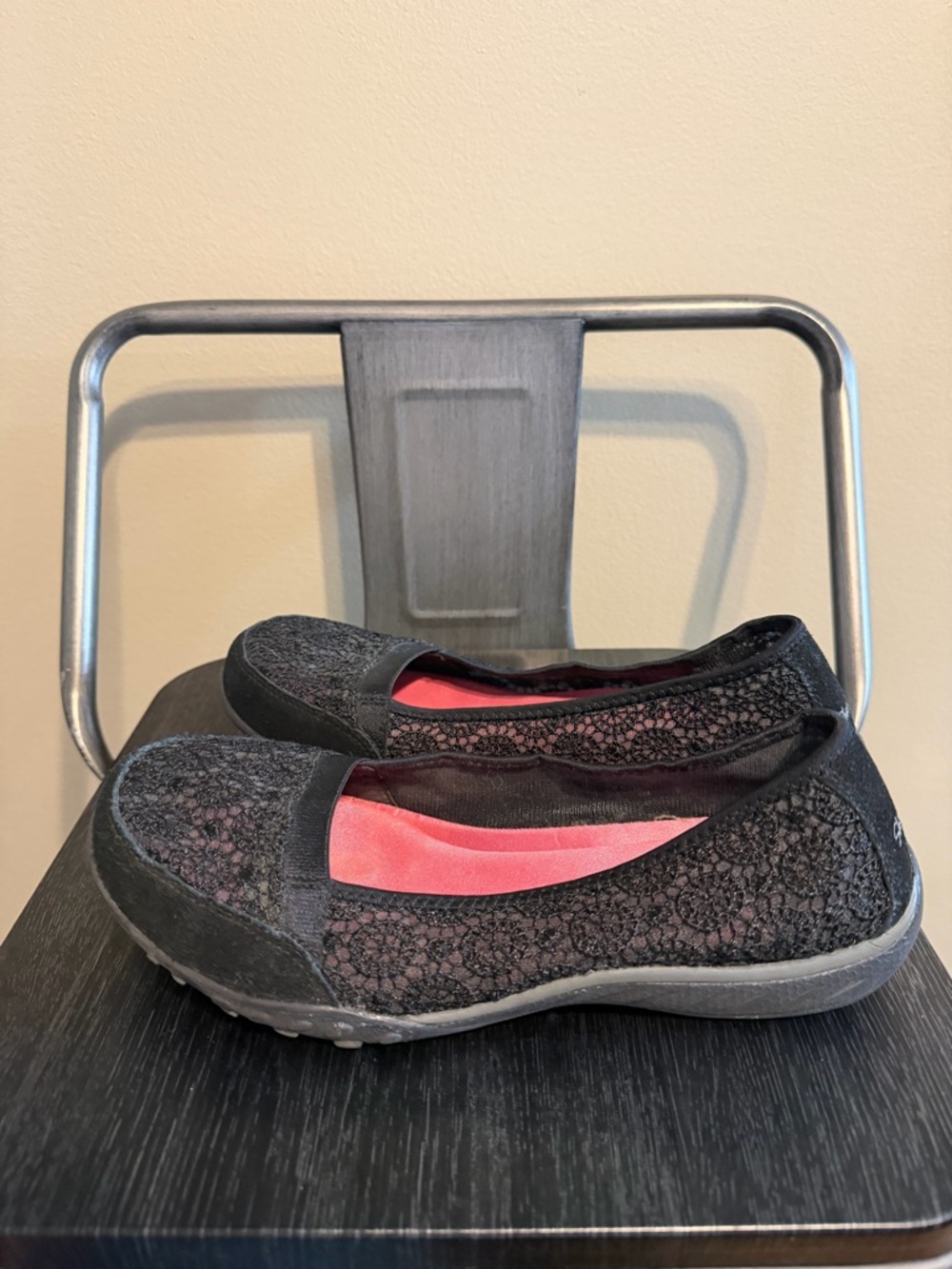 Skechers Black Lace Comfort Ballet Flats 7.5 - Picture 8 of 12